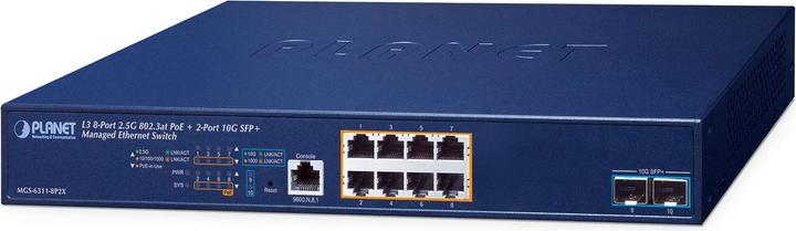 Actual product image Planet MGS-6311-8P2X 8-Port Managed Ethernet Switch (15 Ports)