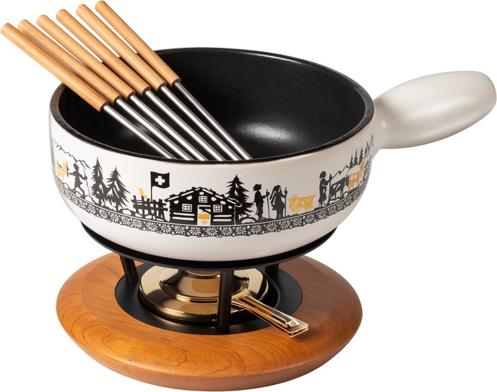 Kuhn Rikon Cheese fondue set Alpine Meadow gold 23cm (Cheese fondue)