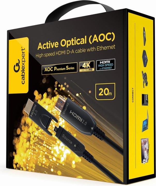 Produktbild Cablexpert GEMBIRD Aktywny kabel optyczny AOC High Speed HDMI D-A z Ethernetem AOC Armored Series 20m (20 m, HDMI, 2.0)