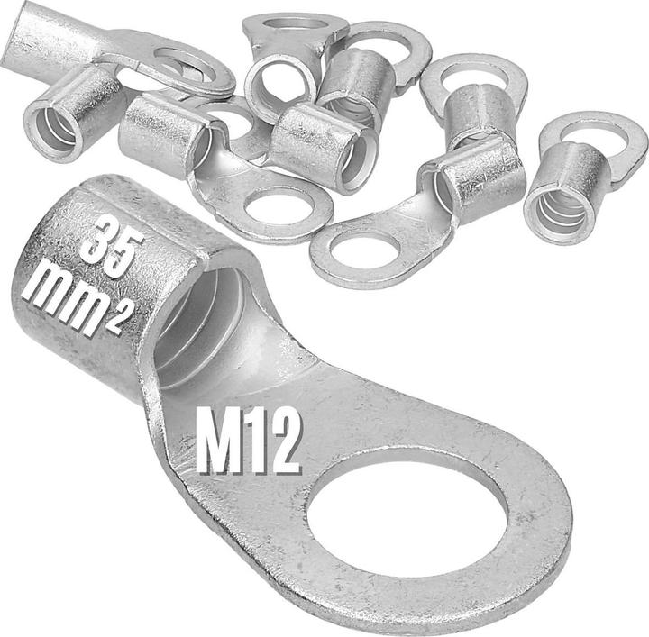 Produktbild Kalitec 10 Stück Q35-12 Quetschkabelschuh 35mm² M12 I Unisoliert I Dornpressung I Für mehr-, fein- u
