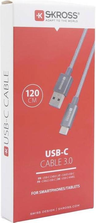 Image du produit Skross Câble USB Câble USB-C 3.0, Braiding, 1,20m space gray (1.20 m, USB 3.0, 36 W)