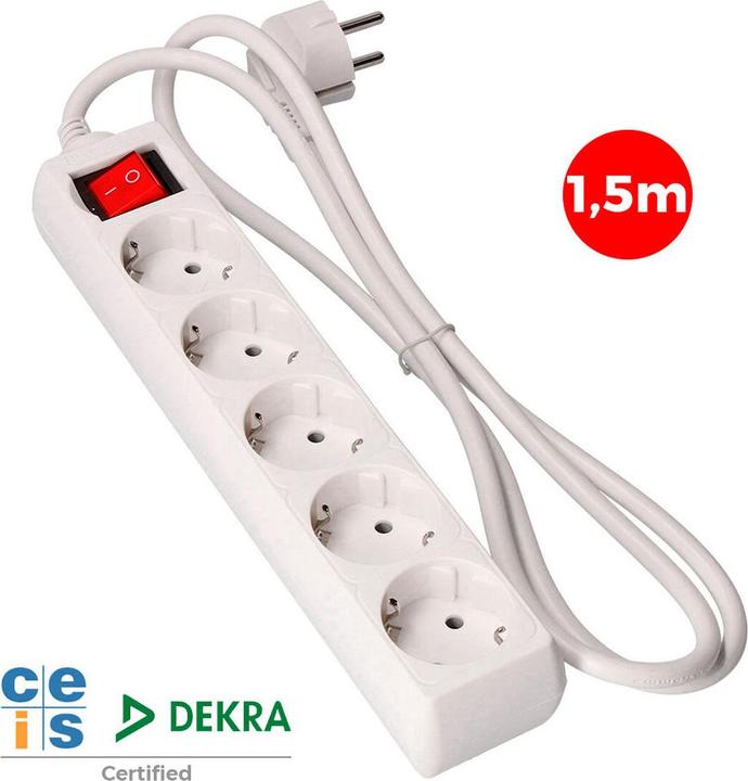 Produktbild EDM Steckerleiste mit 5 Steckdosen und Schalter 41011 Schuko (1,5 m) (5 x, CEE 7/3, 1.50 m)