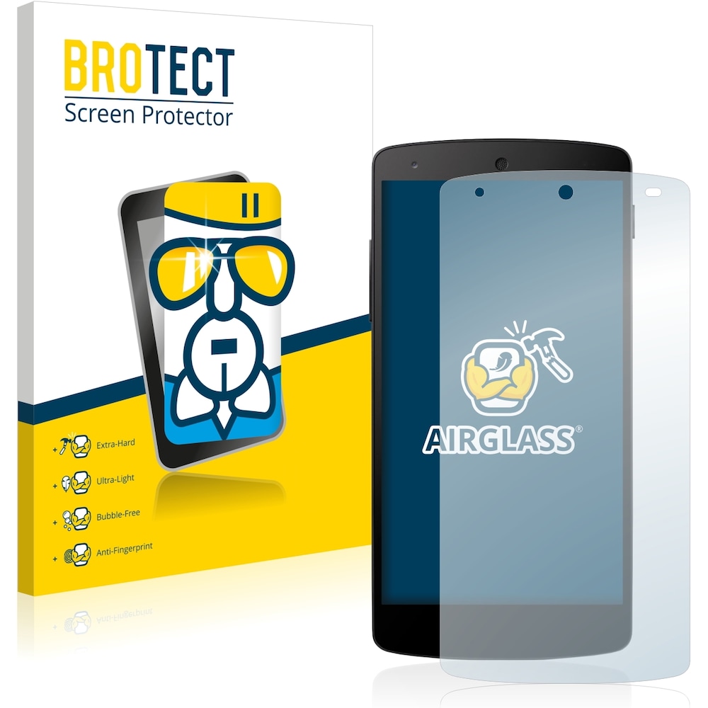 BROTECT AirGlass Panzerglasfolie (1 Stück, LG Nexus 5), Smartphone Schutzfolie, Transparent