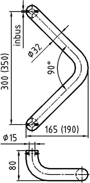 Produktbild Nickal Stossgriff 32-5064 eckig Edelstahl matt Ø32mm