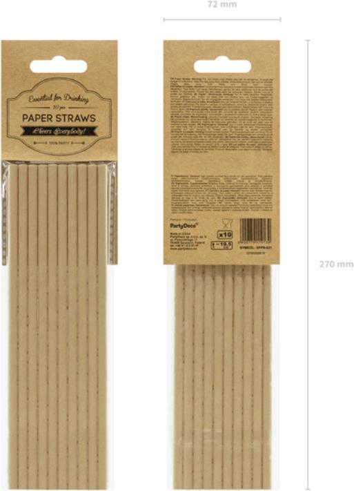 Produktbild Partydeco Natürliche Trinkhalme Kraft (10 x)