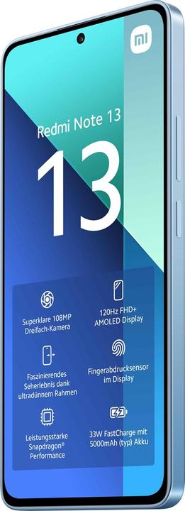 Actual product image Xiaomi Redmi Note 13 (128 GB, Ice Blue, 6.67", Hybrid Dual SIM, 4G)