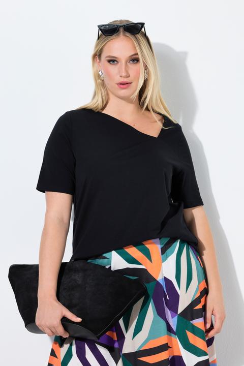 Actual product image Ulla Popken Asymmetric V-Neck Tee (60)