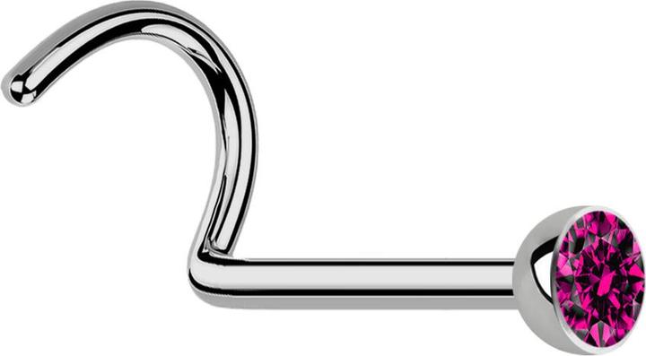 Image du produit Star Piercing Clous de nez courbes argentés avec cristal fuchsia (Titane, sans laiton)