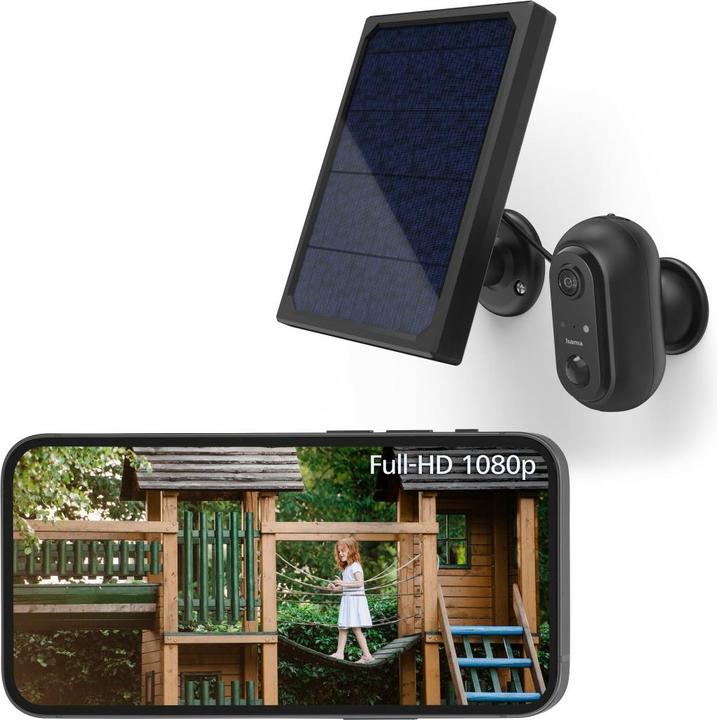 Actual product image Hama Surveillance camera, WLAN camera outdoor, rechargeable battery, solar, recording, 1080p (1920 x 1080 Pixels)