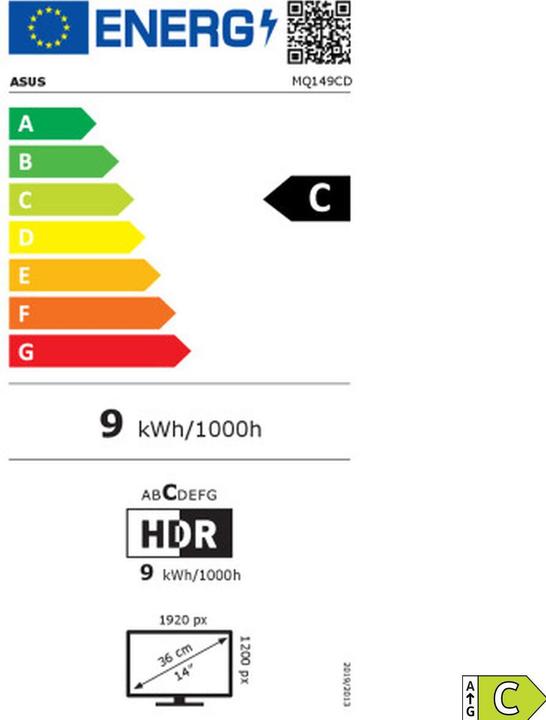 Energie-Label ASUS ZenScreen OLED MQ149CD (1920 x 1200 Pixel, 14")