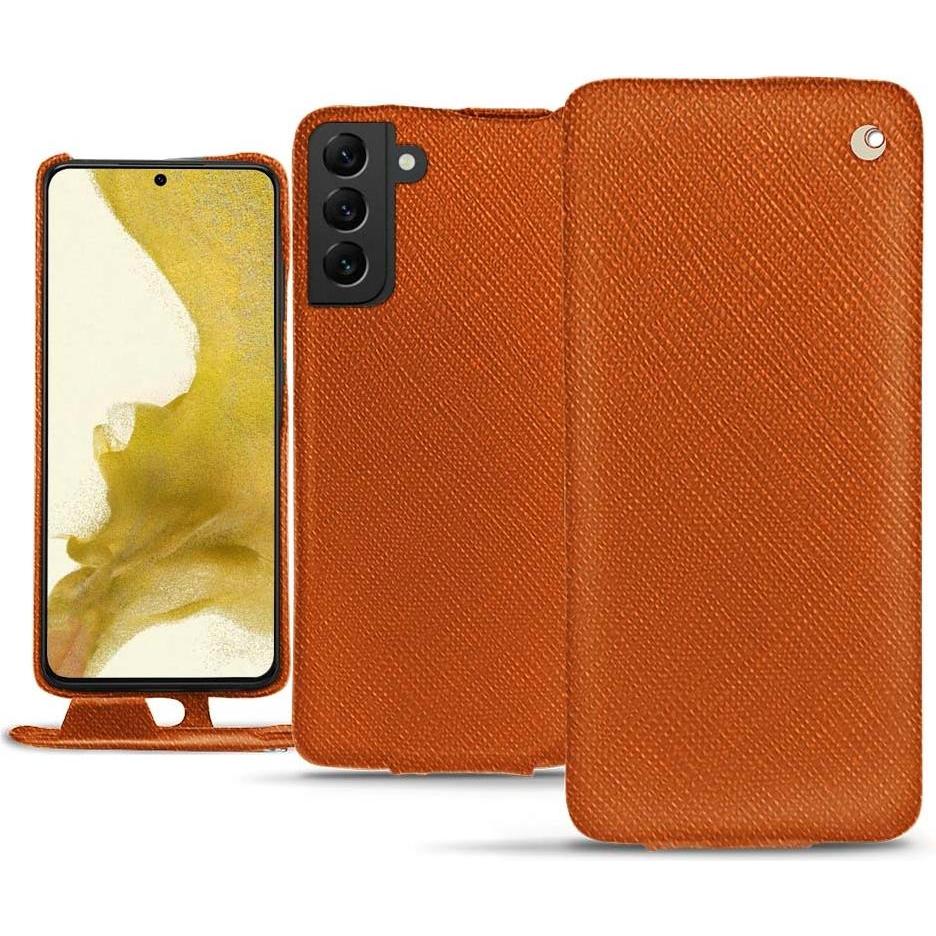 Noreve Lederschutzhülle vertikal (Samsung Galaxy S22), Smartphone Hülle, Orange