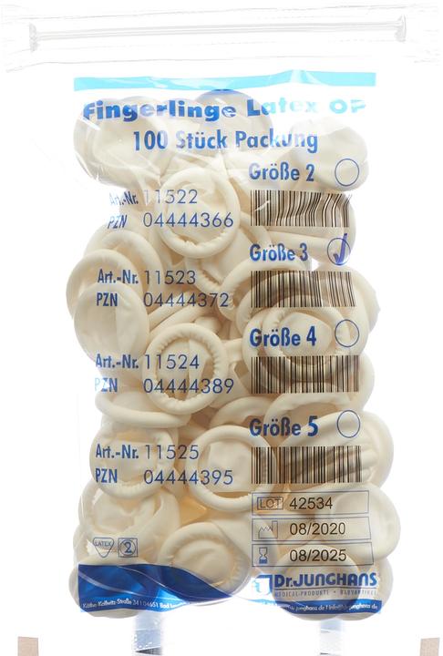 Actual product image Dr. Junghans Finger cots latex size 3 powder free 100 pieces (3)