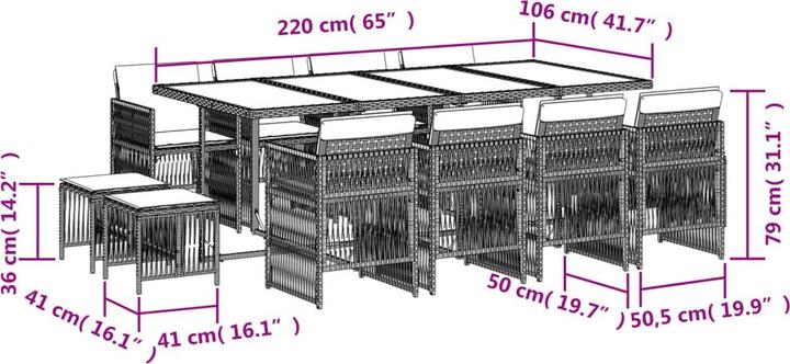 Produktbild vidaXL Garten Essgruppe (220 x 106 x 73 cm)