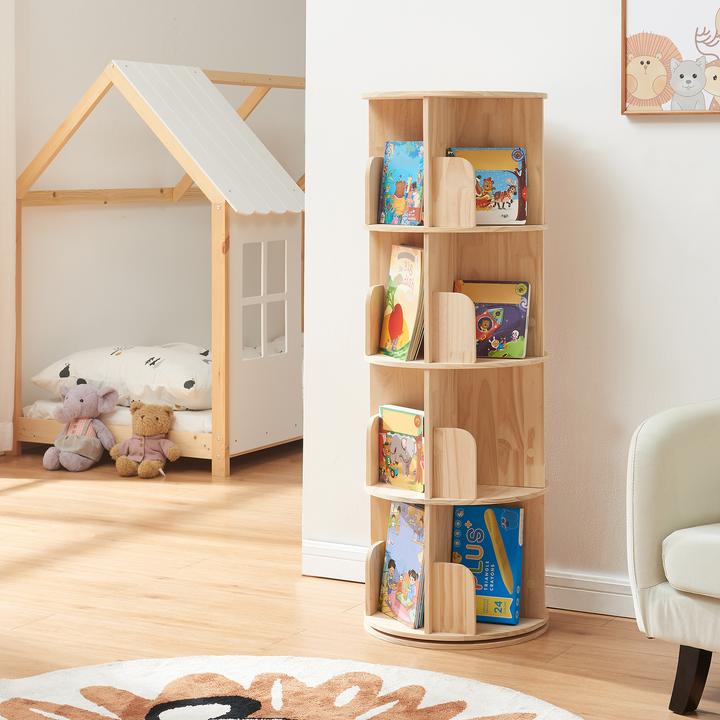 Produktbild En.Casa Drehbares Bücherregal Chasek 125x44 cm Kiefernholz Natur