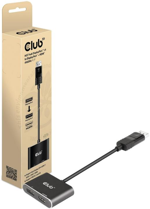 Actual product image Club 3D Club3D Multi Streaming Transport Hub 1xDP -> DP/HDMI (DP, 6.20 cm)