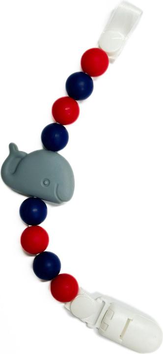 Actual product image Milkii Silicone dummy chain with clip, whale red/blue