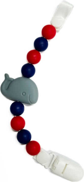 Produktbild Milkii Schnullerkette aus Silikon mit Clip, Walfisch rot/blau