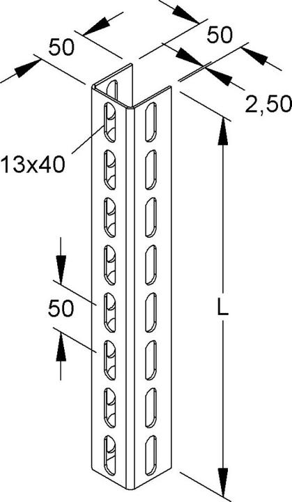 Actual product image Niedax NIE U5050/600F U-profile 50x50x600mm hot-dip galvanised DIN EN ISO 1461