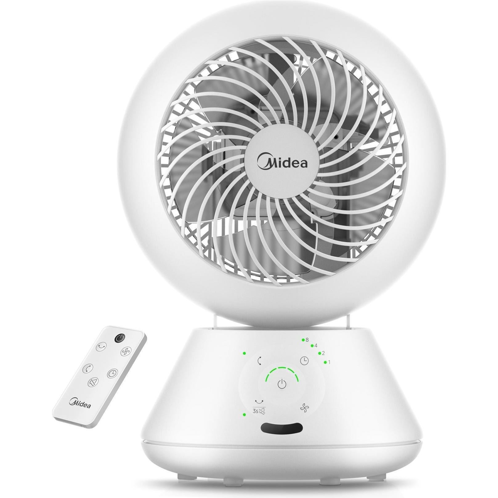 Midea MDF24JRW TurboForce Table Fan, 5 speeds, 85° oscillation, White (28 dB) (MDF24JRW)