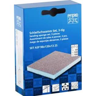 Pferd, Abrasivi, 44698011 Wasserfester Schleifschwamm 98x120x13 mm A60 A100 A180 zweiseitig fuer (100, 180, 60)