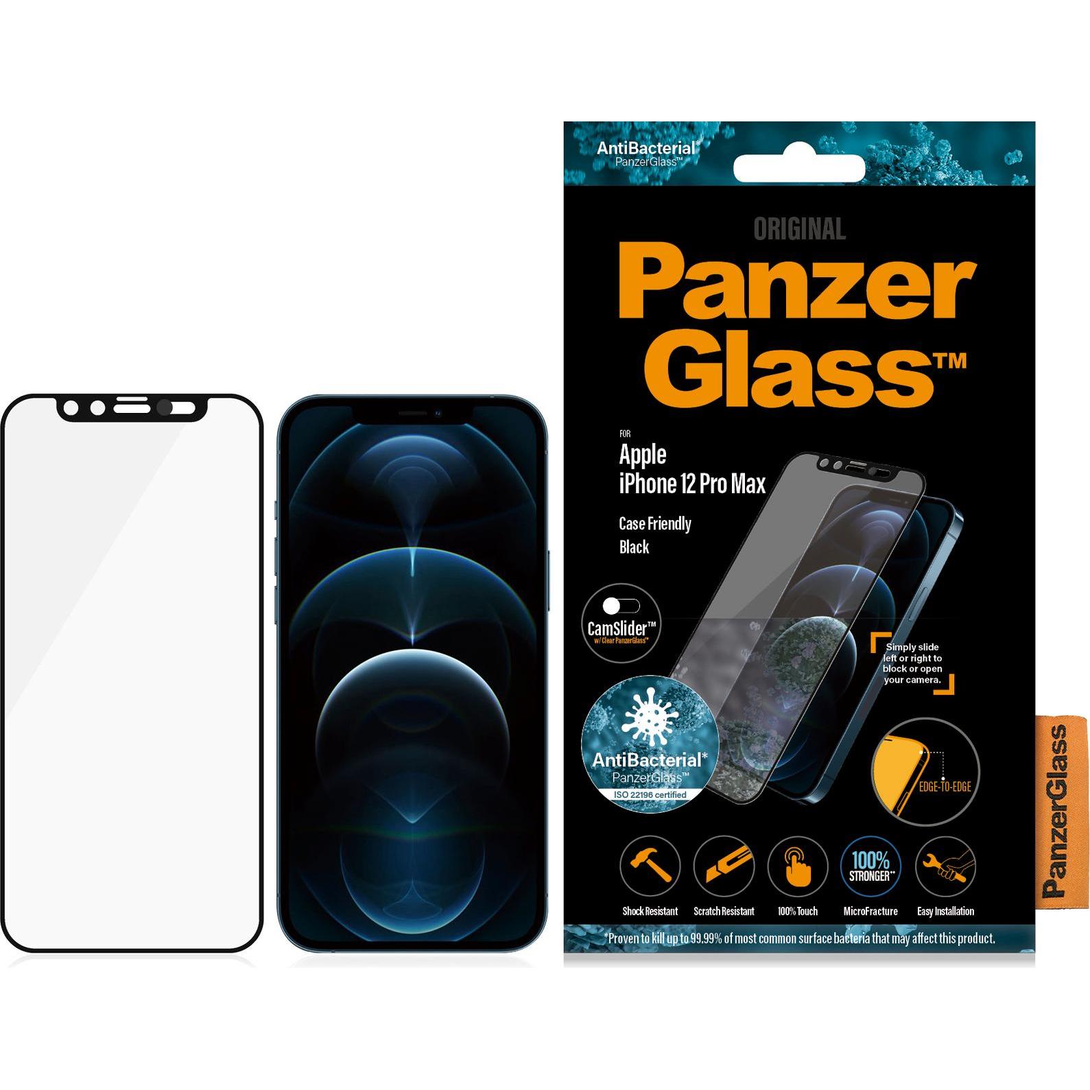 PanzerGlass Case Friendly Black AB (1 Stück, Apple iPhone 12 Pro Max), Smartphone Schutzfolie, Transparent