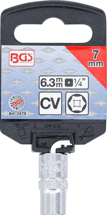 Produktbild BGS Steckschlüssel-Einsatz Sechskant Antrieb Innenvierkant 6,3 mm (1/4") SW 7 mm (7 mm)