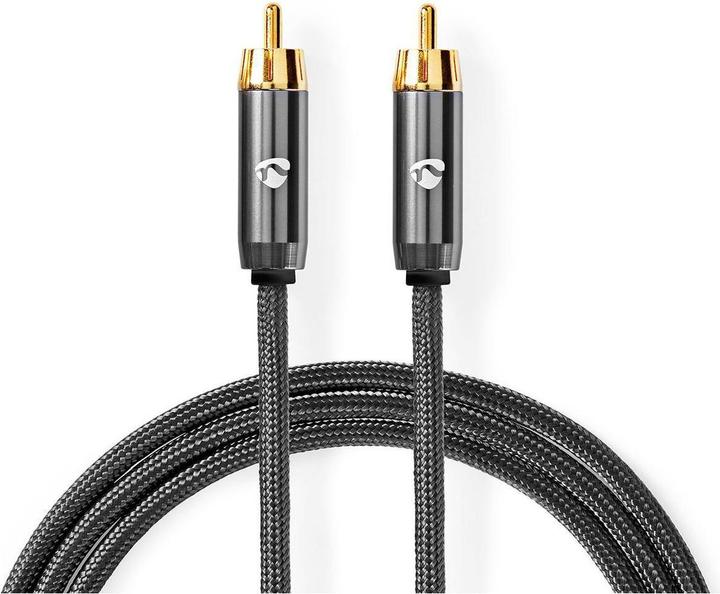 Nedis Câble de subwoofer - RCA - plaqué or - 5 m - rond - Métal - Anthracite (5 m, Coaxial)