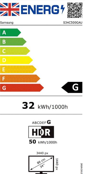 Energie-Label Samsung S50GC (3440 x 1440 Pixel, 34")