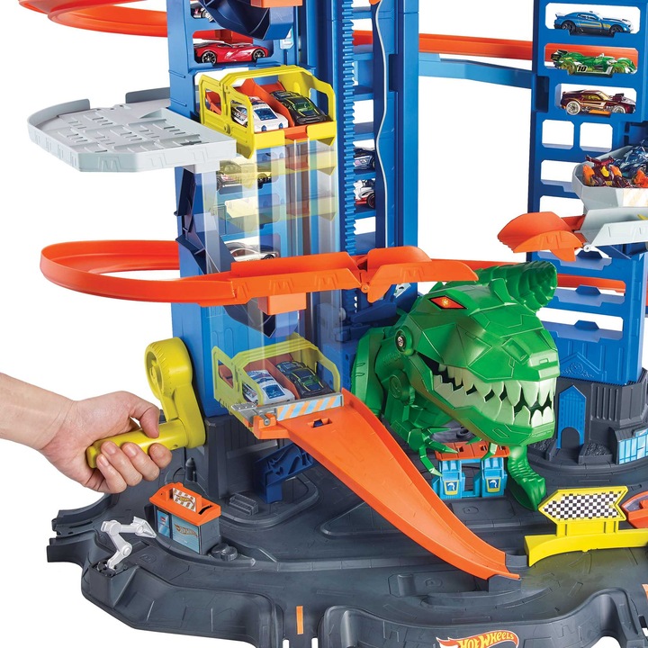 Produktbild Hot Wheels City Megacity Parkgarage mit T-Rex-Angriff