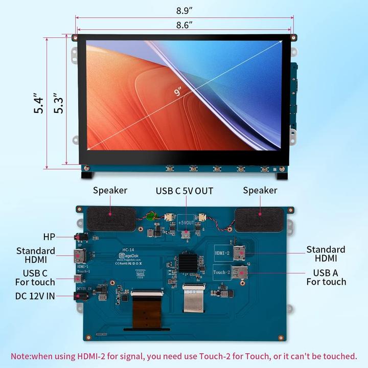 Produktbild Magedok 9 Zoll Raspberry PI Touchscreen Monitor