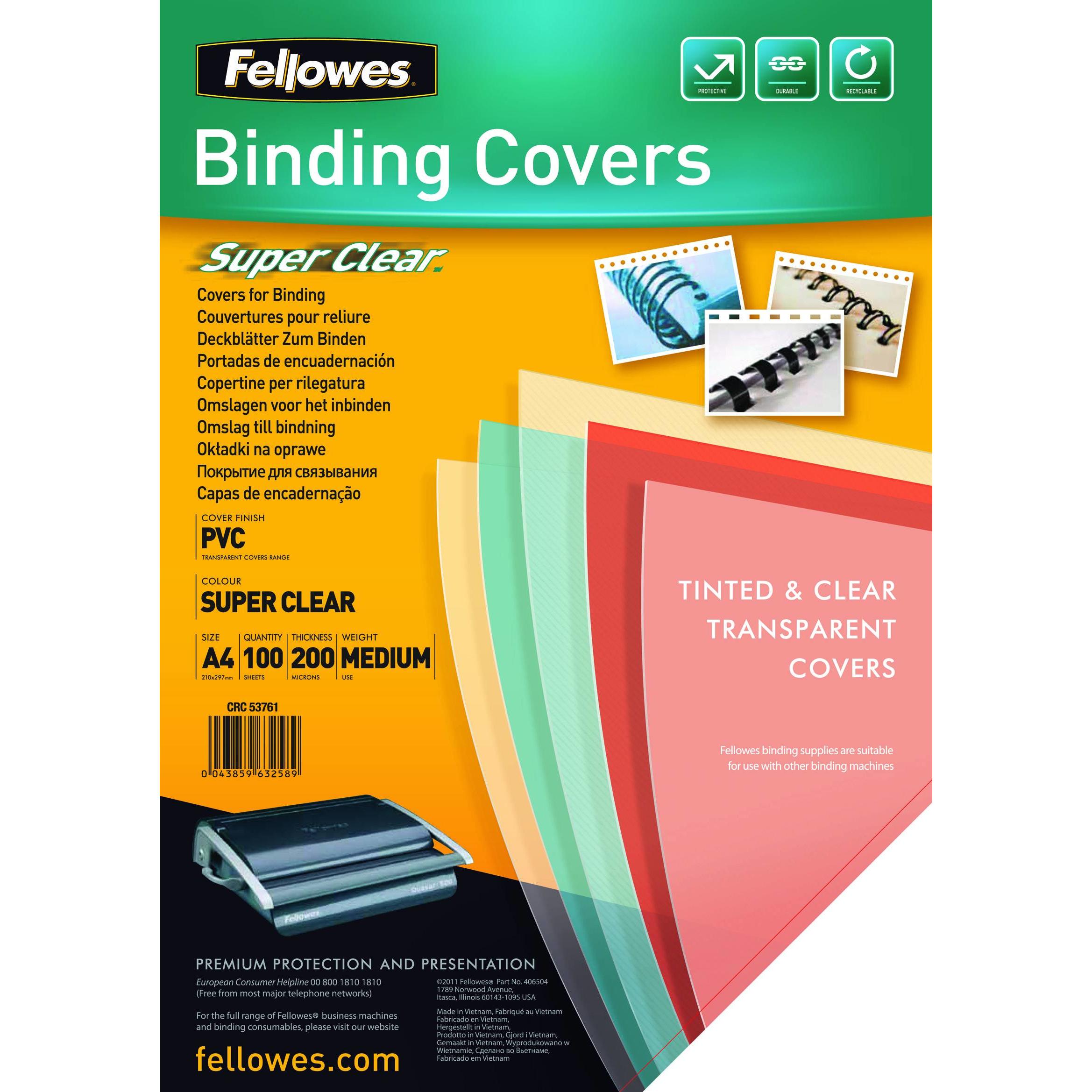 Fellowes, Bindegerät Zubehör, PVC Deckblätter (A4, 200 Mikron)