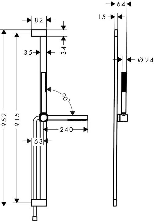 Produktbild hansgrohe Pulsify S Duschset 100, 1 Strahlart wassersparend+, Duschstange 90 cm, 24383 (1 Strahlart)