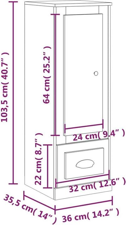 Image du produit vidaXL Highboard (36 x 35.50 x 103.50 cm)