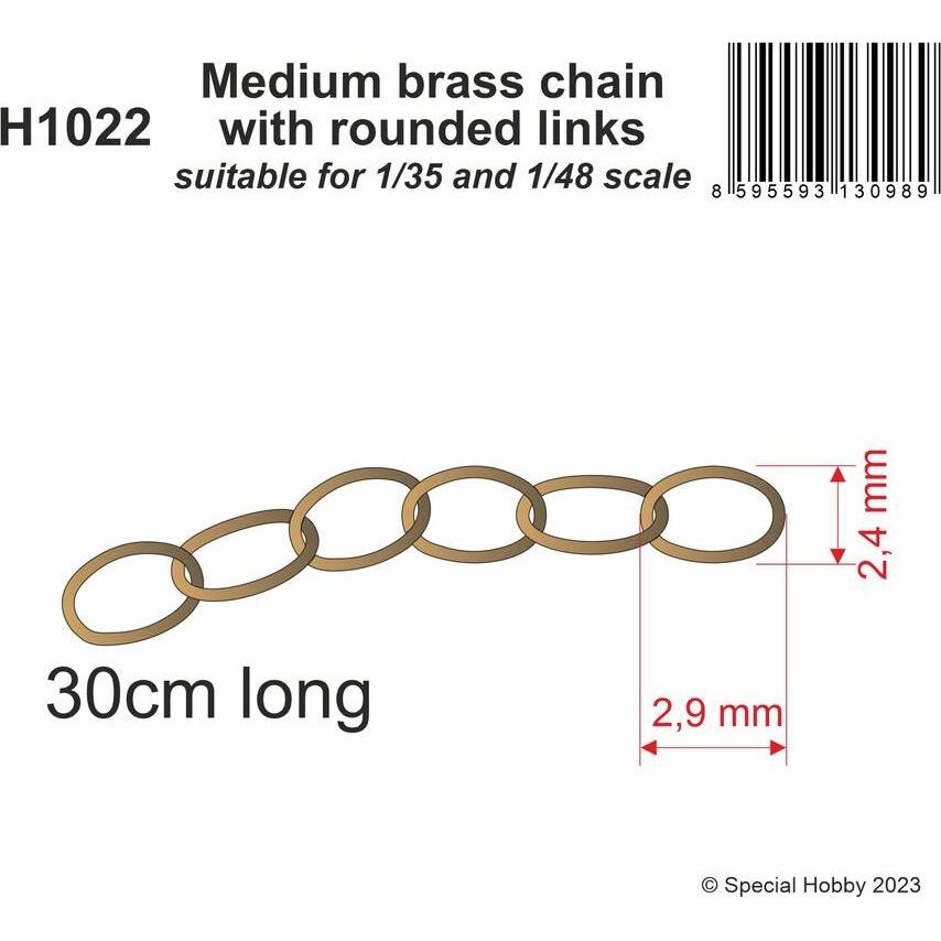 CMK Medium brass chain with rounded links - suitable for 1/35 and 1/48 scale