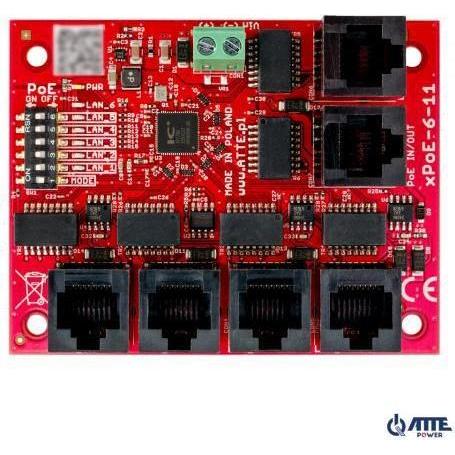 Atte SWITCH 5-PORTOWY POE xPoE-6-11-OF (6 Ports), Netzwerk Switch