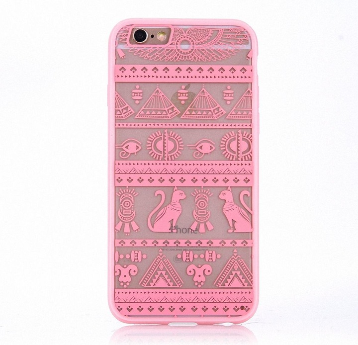 Produktbild König Design Apple iPhone SE 2020 Handy Hülle Mandala Case Cover Ägyptische Zeichen Rosa Neu (Apple iPhone SE (2nd Gen))