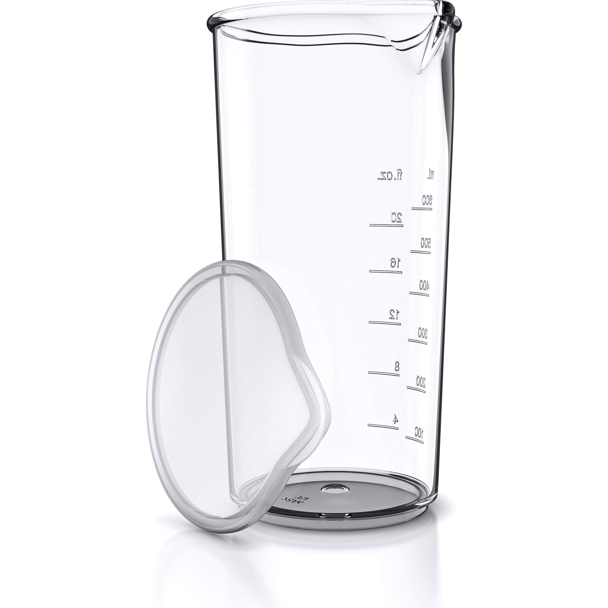 Arendo Messbecher Kunststoff 600ml, ideal für elektrische Handmixer und Handrührer, Trinkbecher, 20 Unzen, Messbecher, T...