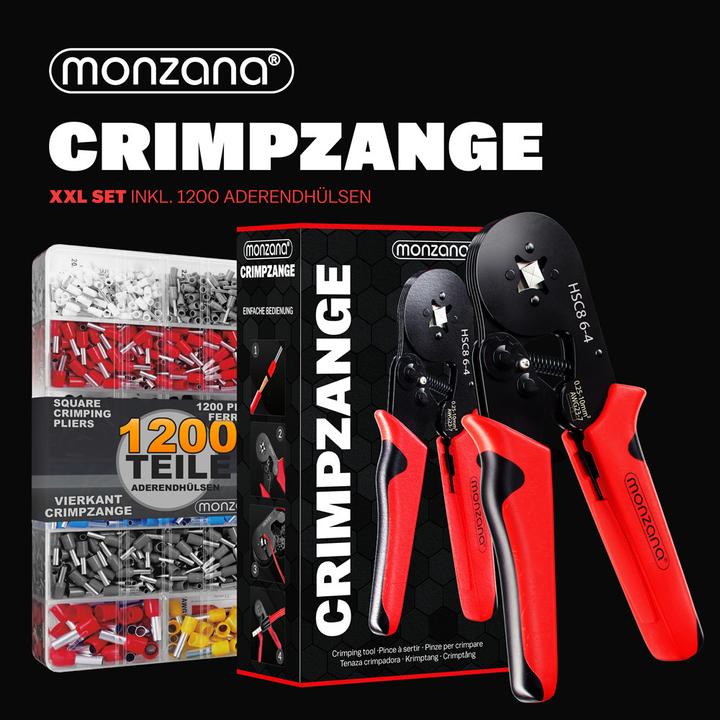 Produktbild Monzana Crimpzange + Aderendhülsen Set (55 mm)