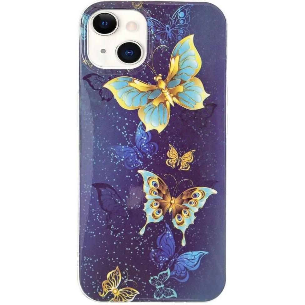 Cover-Discount iPhone 15 - Nachtleuchtende Silikon Hülle Schmetterlinge (Apple iPhone 15), Smartphone Hülle, Mehrfarbig