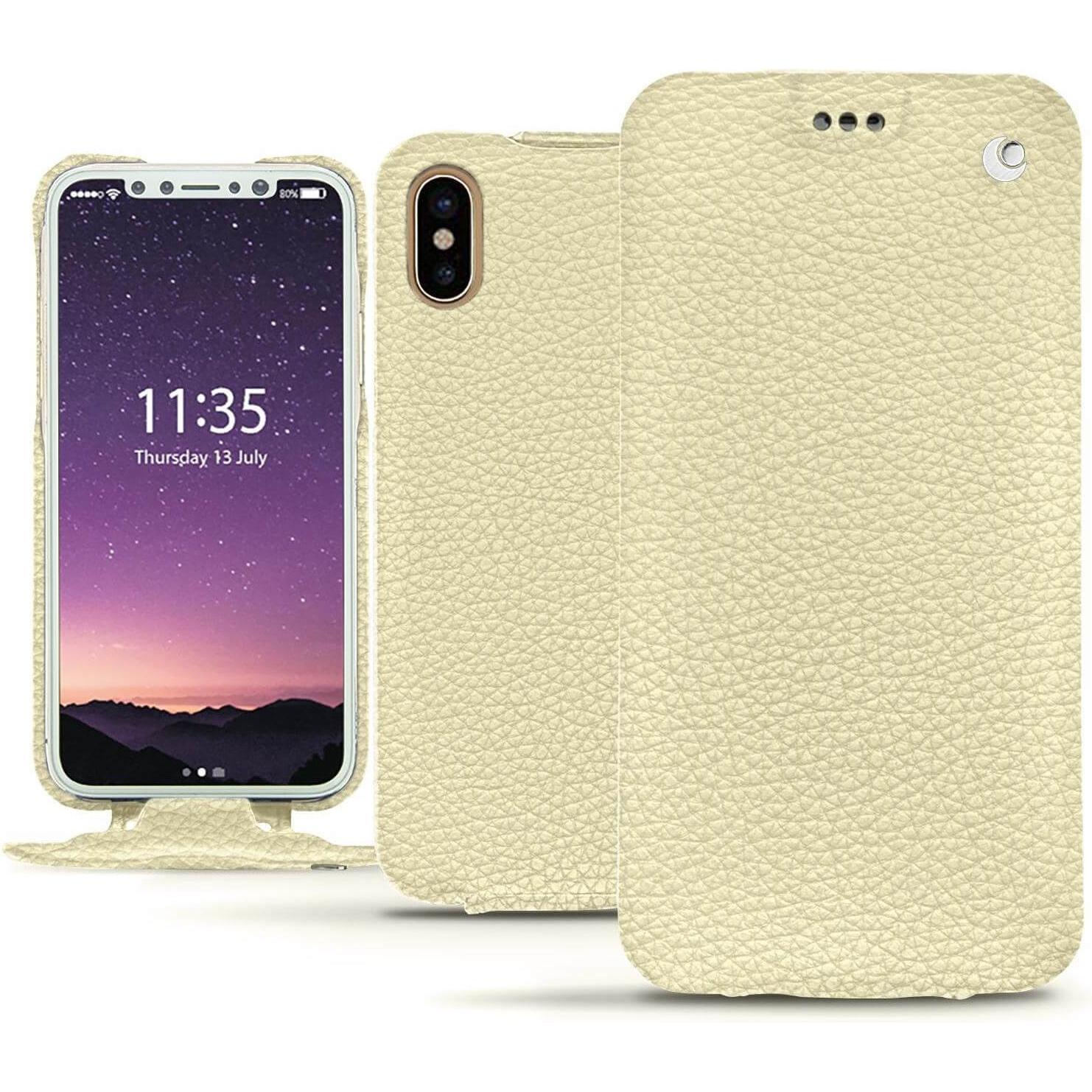 Noreve Lederschutzhülle vertikal (Apple iPhone X), Smartphone Hülle, Weiss