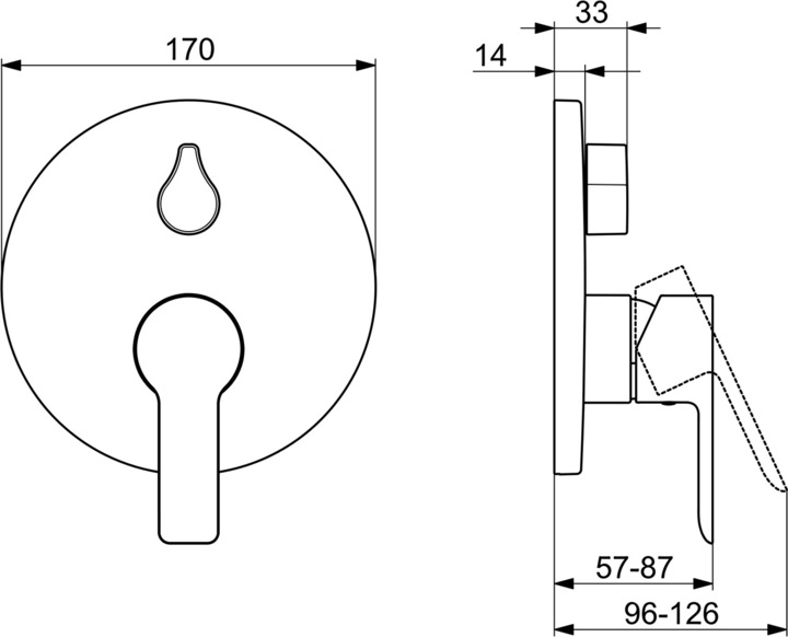 Actual product image Hansa Ready-made set HANSABLUEBOX LIGNA concealed bath tub, round rose, chrome