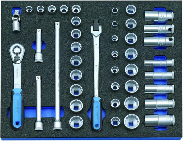 Actual product image Gedore 2005 CT2-D 30 Socket spanner range 3/8" in check tool module, 43 pieces (3/8")