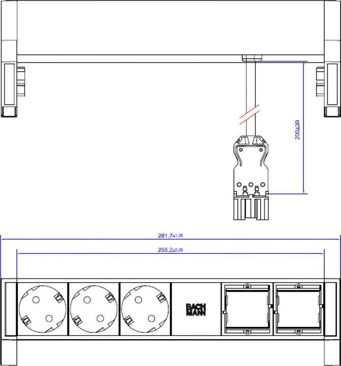 Productafbeelding Bachmann Bureau 2 (3 x, CEE 7/3, 0.20 m)