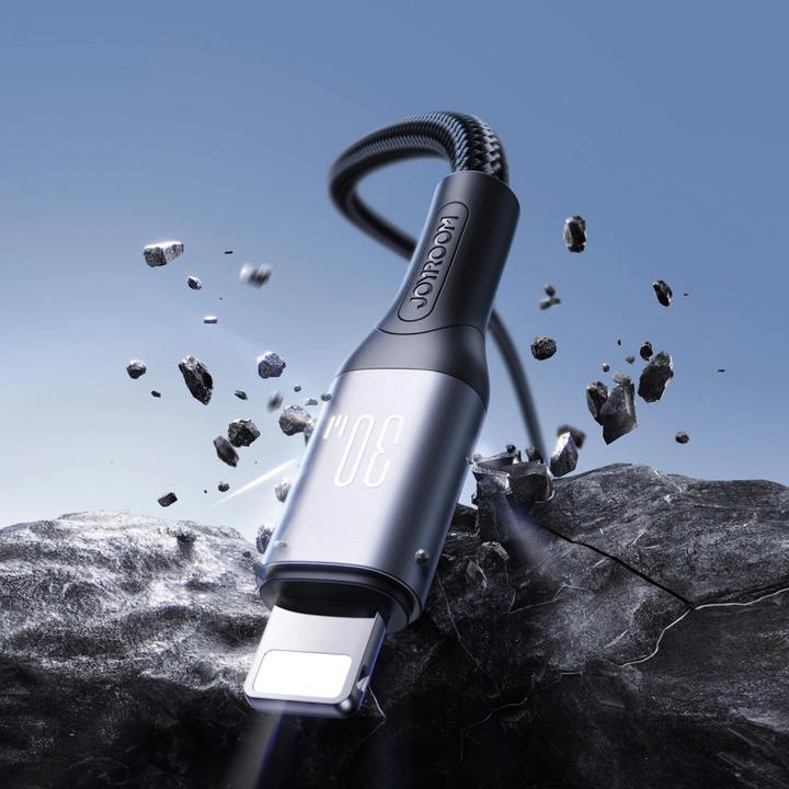 Actual product image Joyroom Flash Series Fast Charging USB-C to Lightning Cable 30W, 1m - Black (1 m, 30 W)