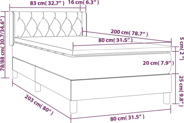Image du produit vidaXL Boxspringbett (80 x 200 cm)