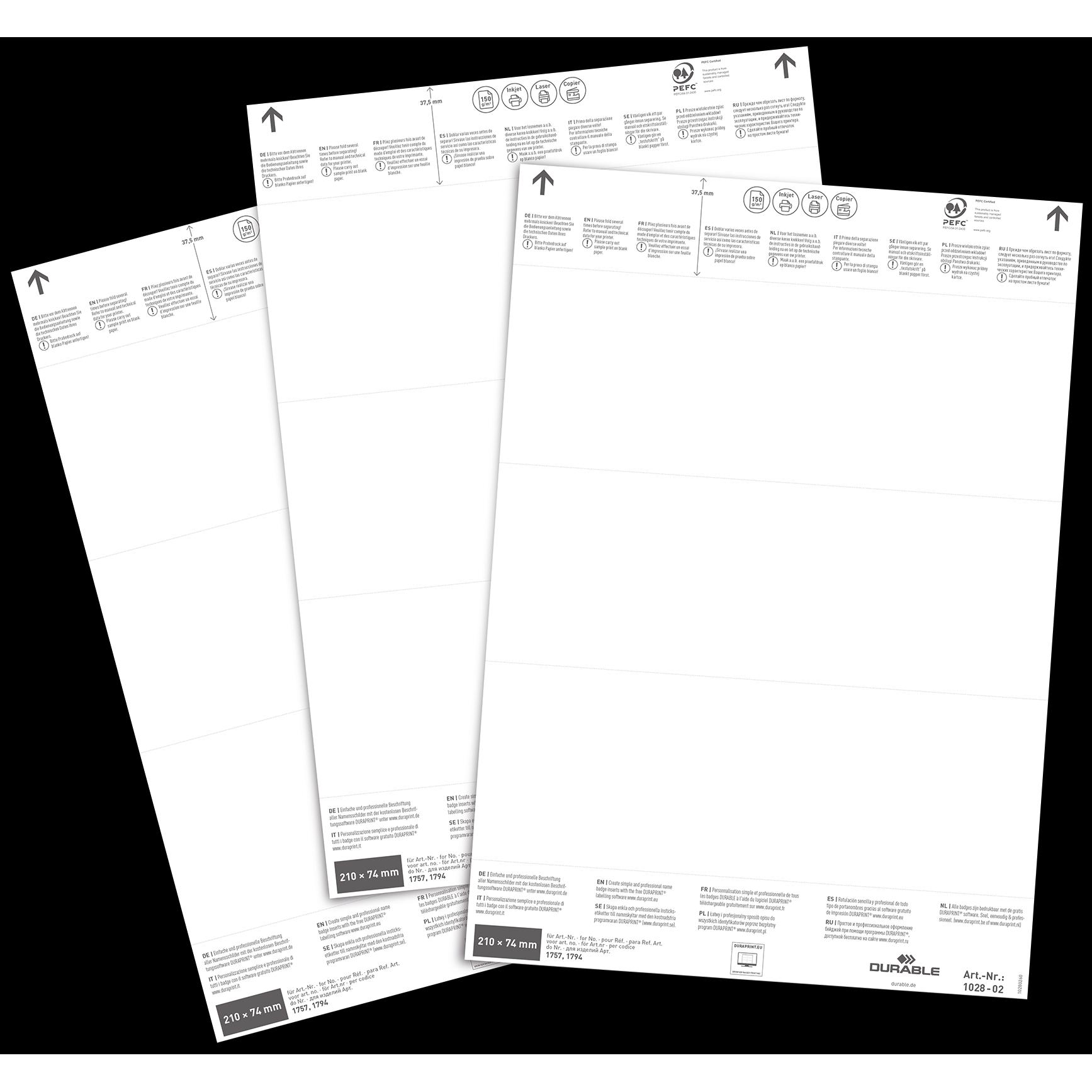 Thumbnail - Durable, Informationsschild, Einsteckschild 210 x 74 mm (B x H) 150g/m² Papier weiss 60 St./Pack.