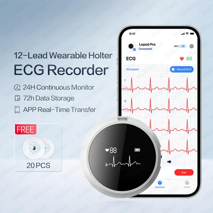 Produktbild ViatomTech Lepod Pro 12-lead 48Hrs Real-time ECG Recorder