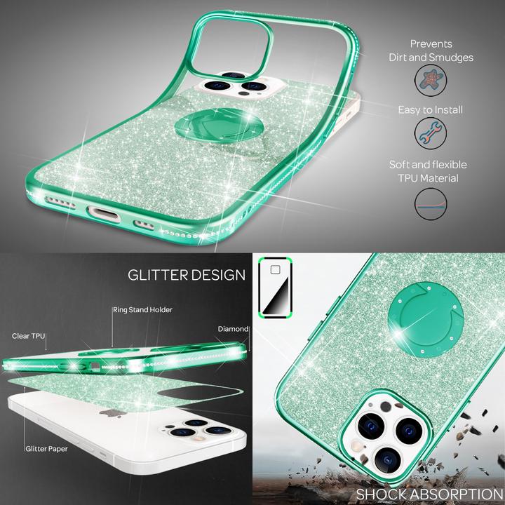 Actual product image Nalia Ring Glitter Silicone Cover (Apple iPhone 13 Pro)