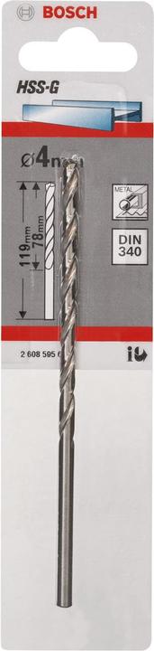 Actual product image Bosch Professional Zubehör Metal drill HSS-G, DIN 340, 4 x 78 x 119 mm, 1-pack (4 mm)