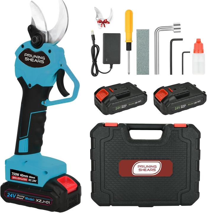 Bilivry Elektrische Astschere mit 2 Akkus und Sicherheitsverriegelung